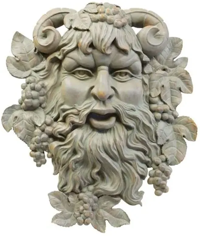 18" Bacchus of Pisa Mask - Antiqued Stone - Beige