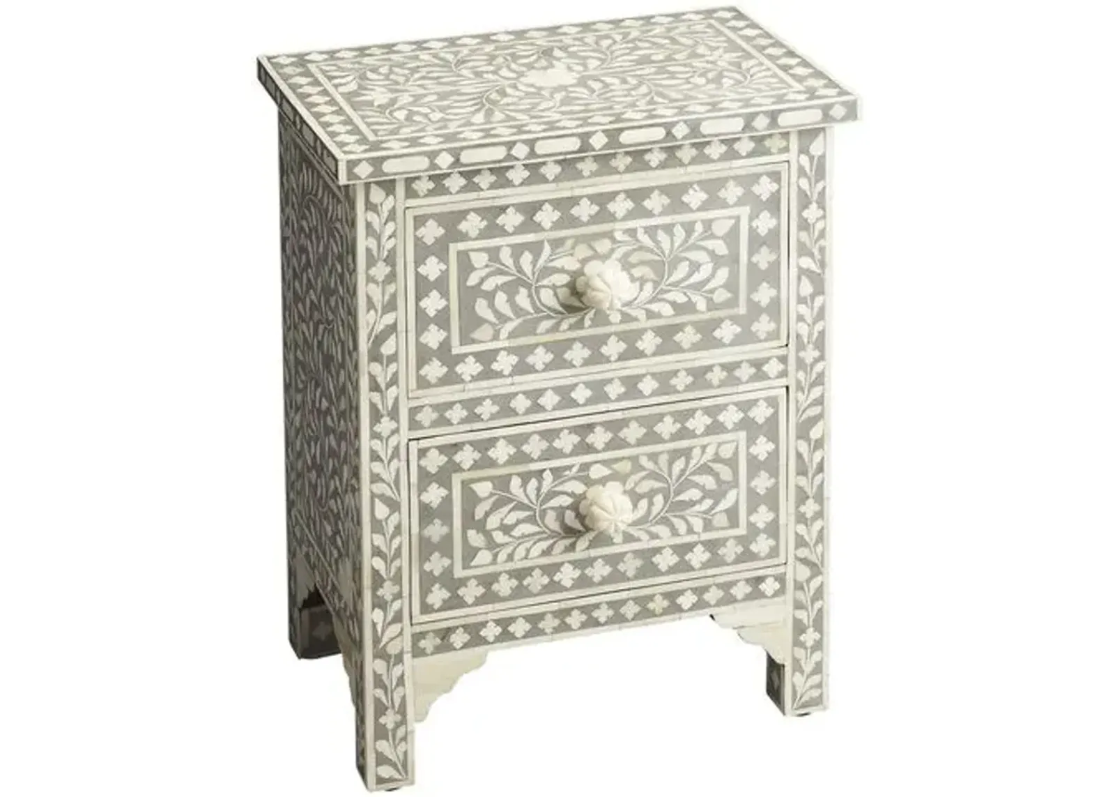 Layla Bone-Inlay Nightstand - Gray - Handcrafted