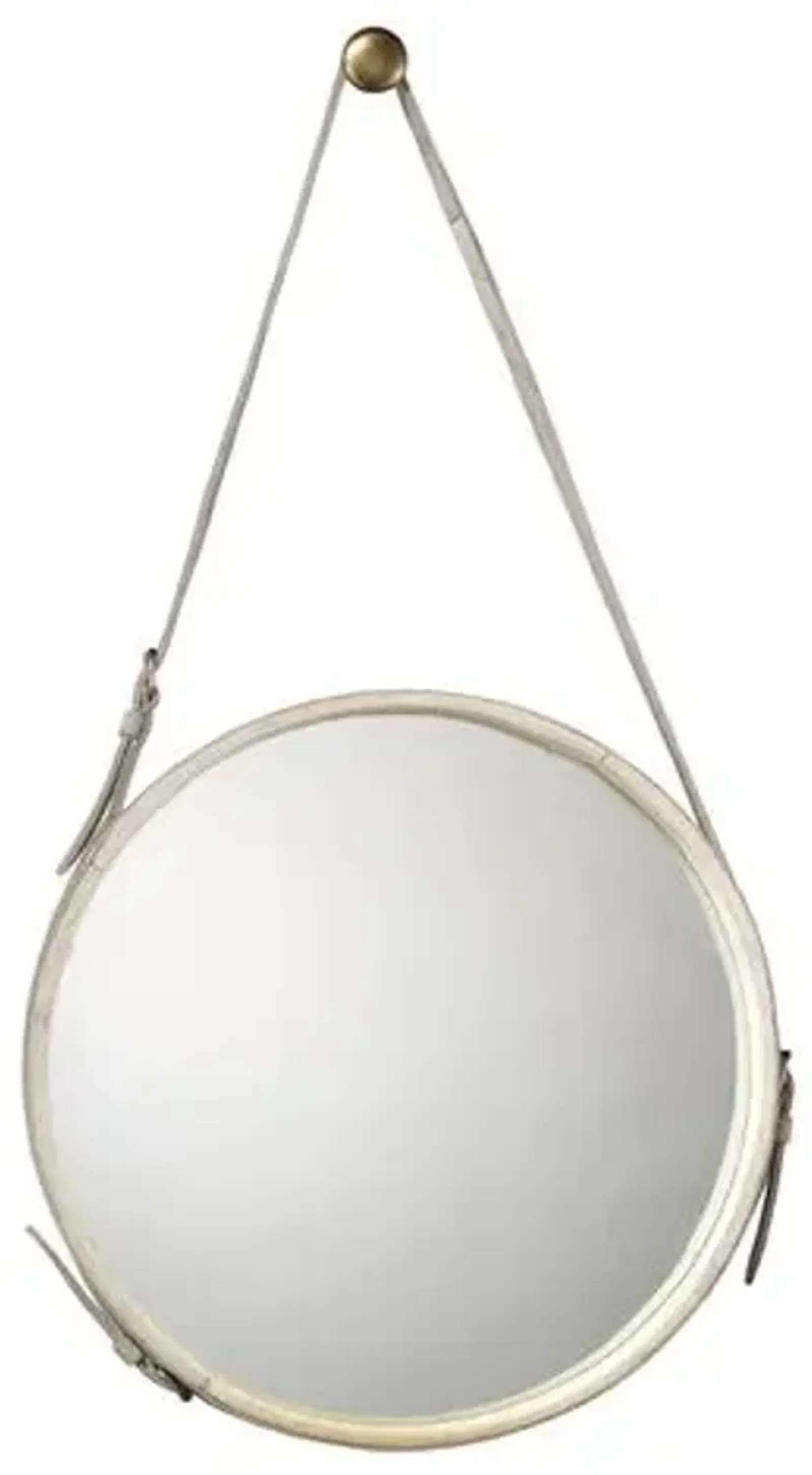 Strap Hanging Mirror - White Hide - Jamie Young Co. - Gray