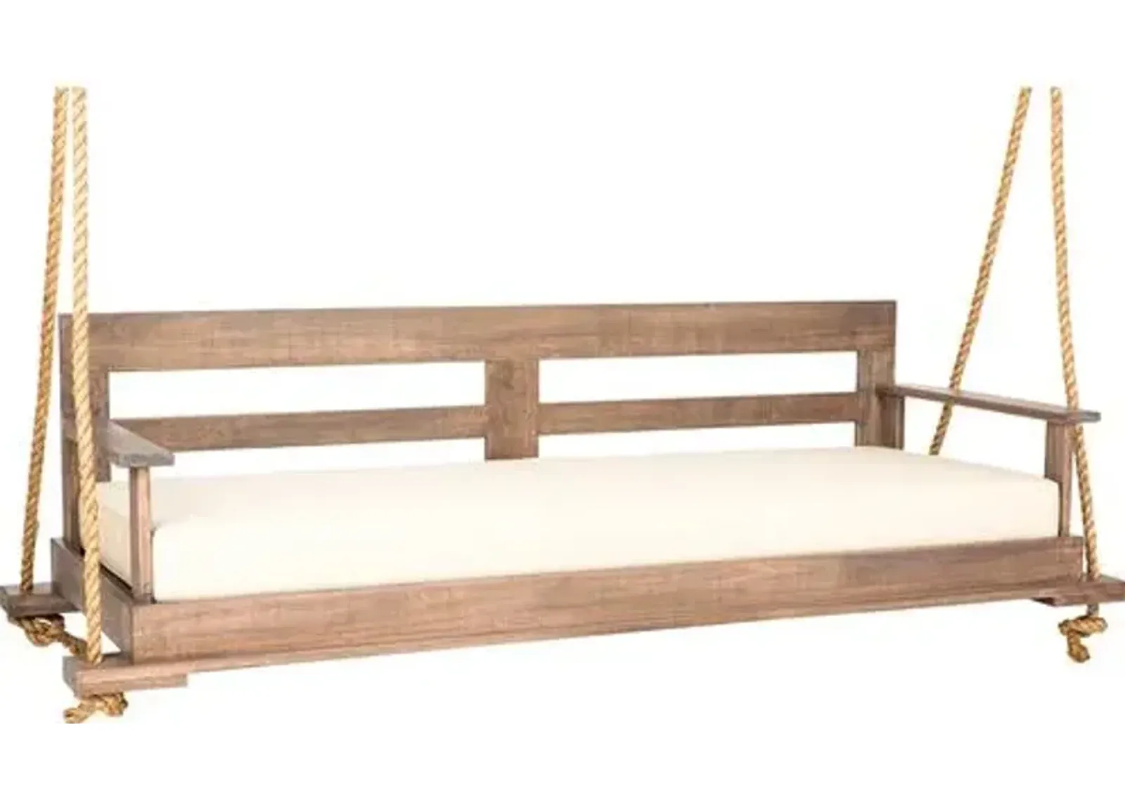 Outdoor Porch Swing - Weathered Brown/Cream - Handcrafted