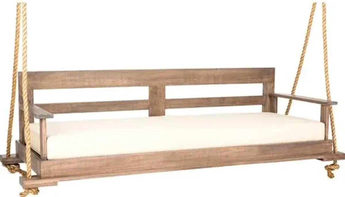 Outdoor Porch Swing - Weathered Brown/Cream - Handcrafted