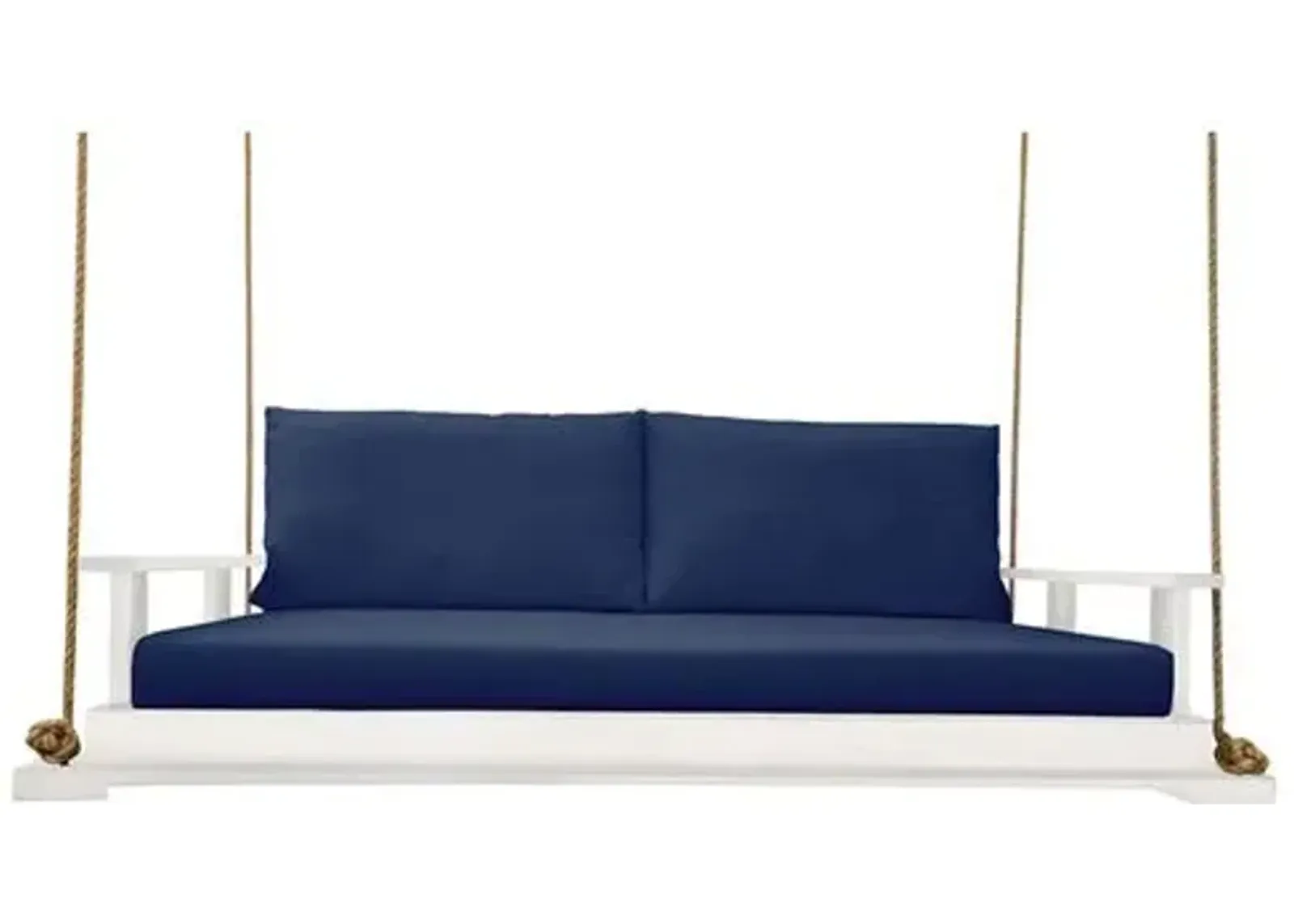 Hampton Outdoor Bed Swing - White/Navy - Handcrafted