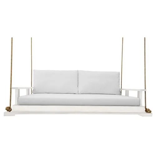 Hampton Outdoor Bed Swing - White/White - Handcrafted