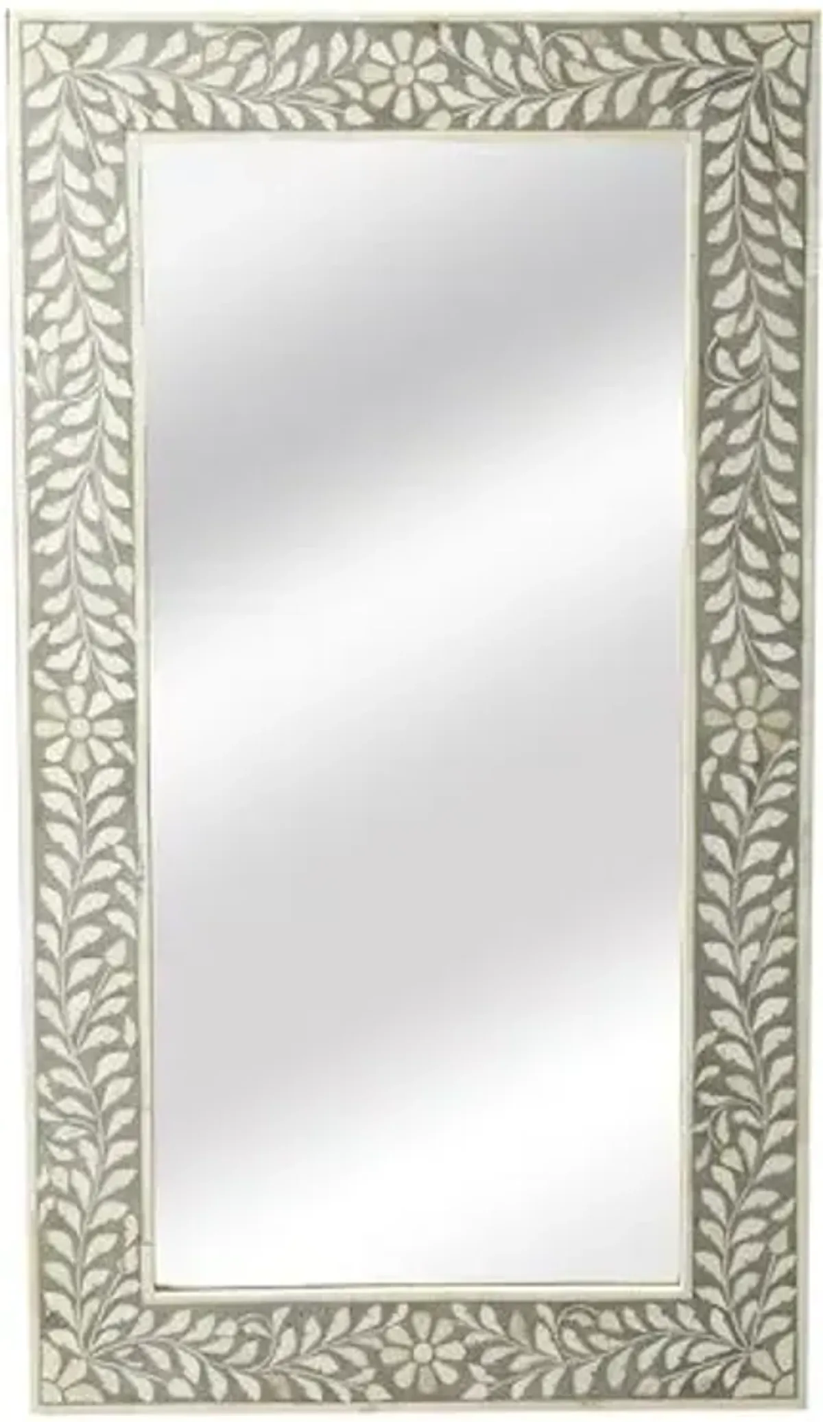 Layla Bone Inlay Wall Mirror - Gray/Ivory