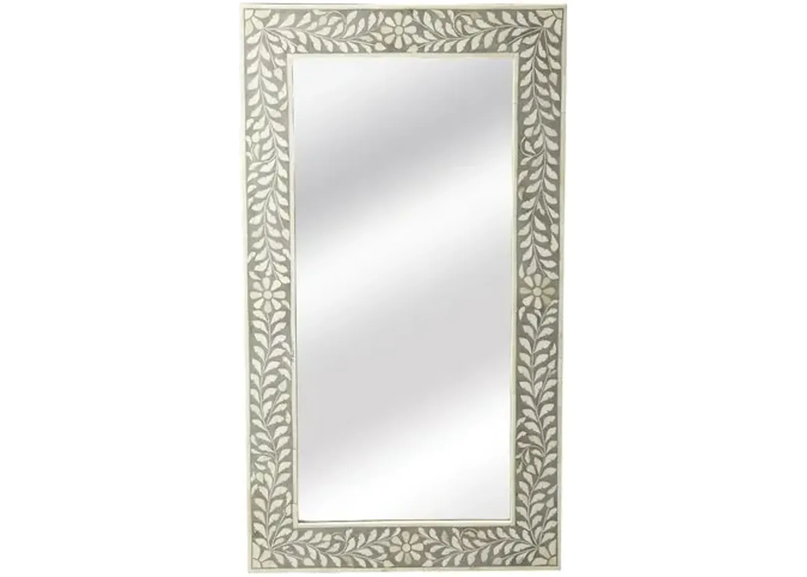 Layla Bone Inlay Wall Mirror - Gray/Ivory