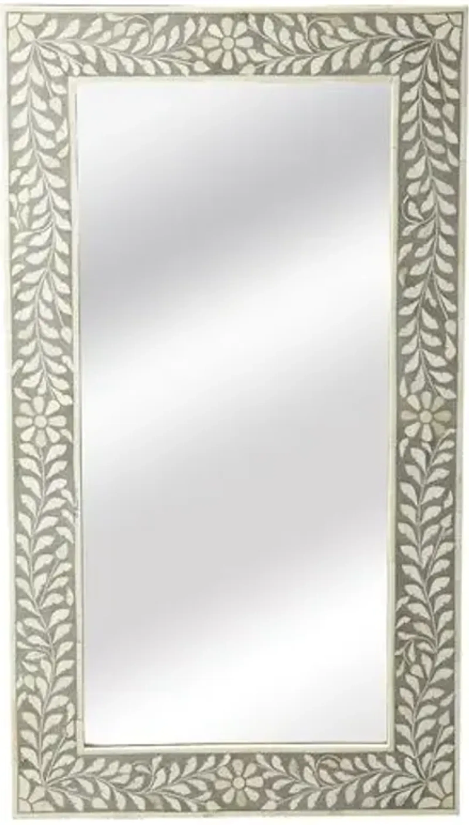 Layla Bone Inlay Wall Mirror - Gray/Ivory