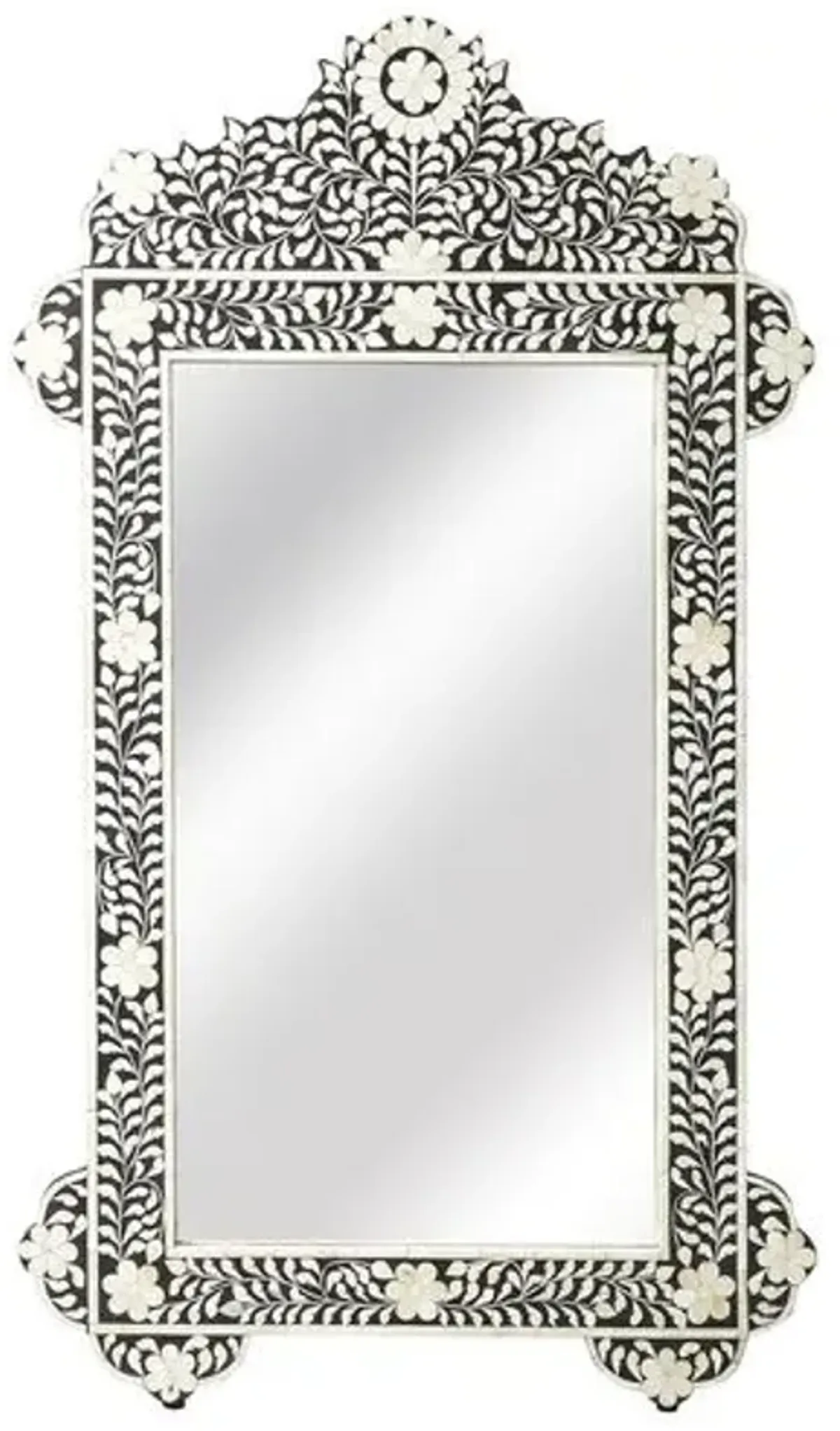 Layla Bone Inlay Wall Mirror - Black/Ivory