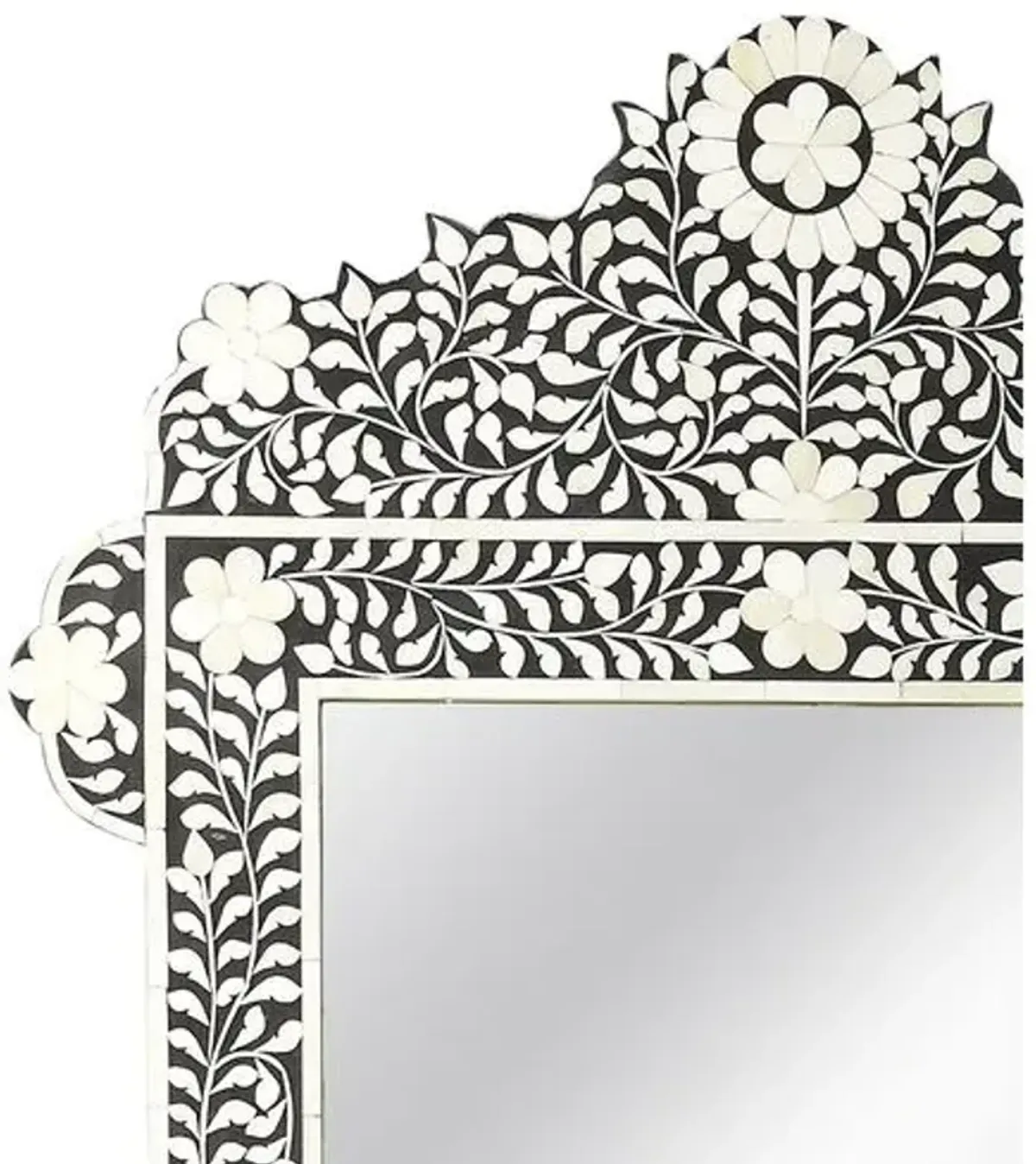 Layla Bone Inlay Wall Mirror - Black/Ivory