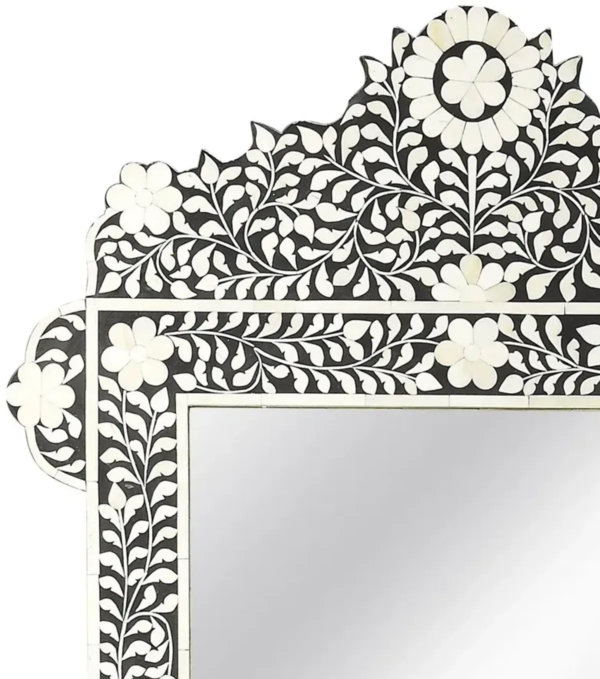 Layla Bone Inlay Wall Mirror, Black/Ivory