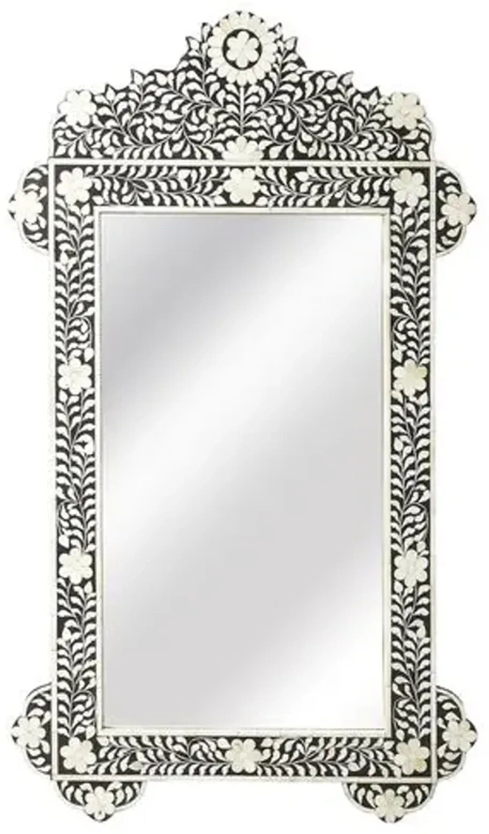 Layla Bone Inlay Wall Mirror - Black/Ivory