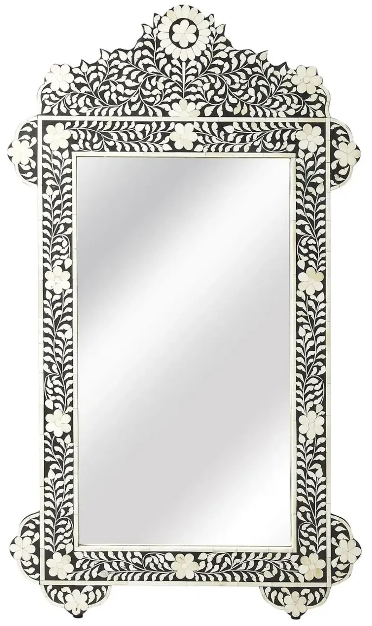 Layla Bone Inlay Wall Mirror, Black/Ivory