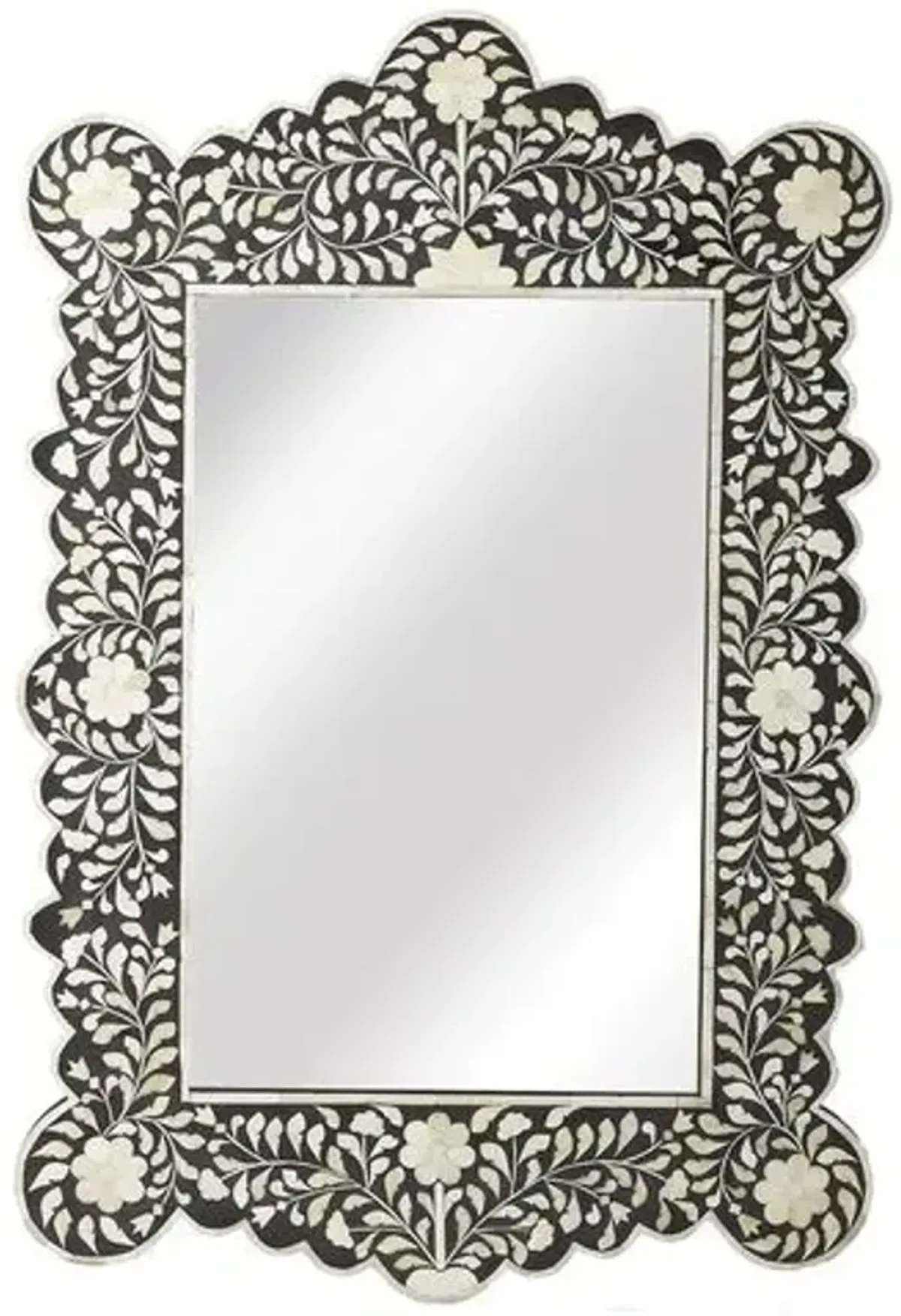 Layla Bone Inlay Wall Mirror - Black/Ivory