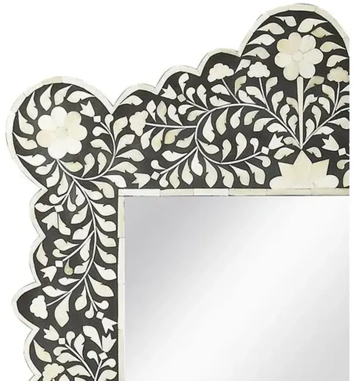 Talai Bone Inlay Wall Mirror - Black/Ivory