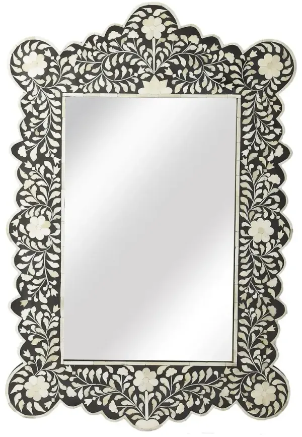 Layla Bone Inlay Wall Mirror, Black/Ivory