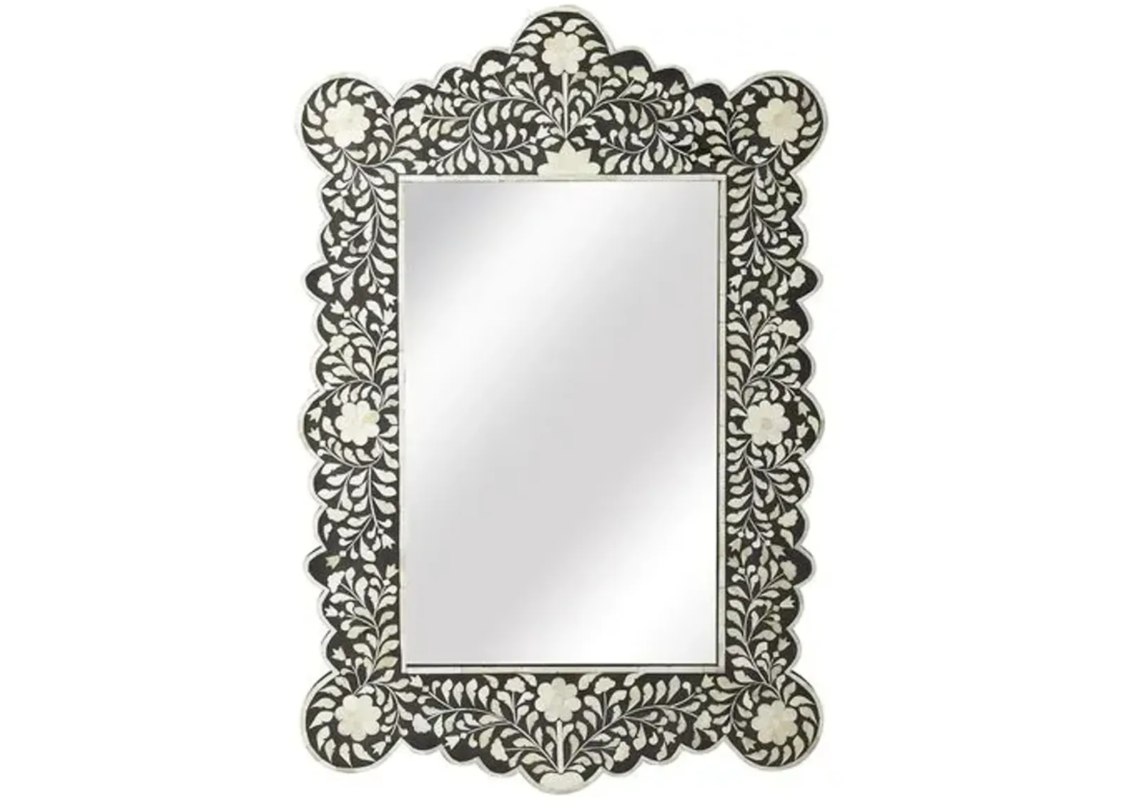 Layla Bone Inlay Wall Mirror - Black/Ivory