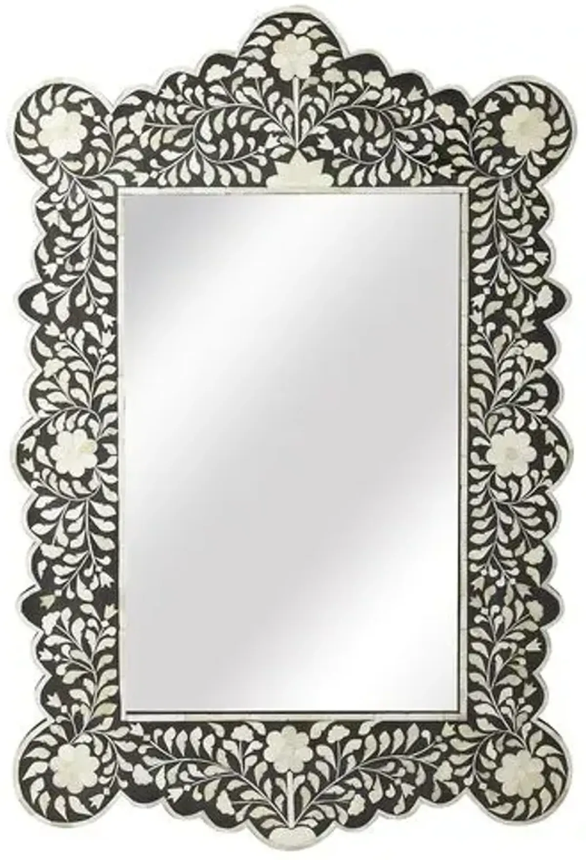 Talai Bone Inlay Wall Mirror - Black/Ivory