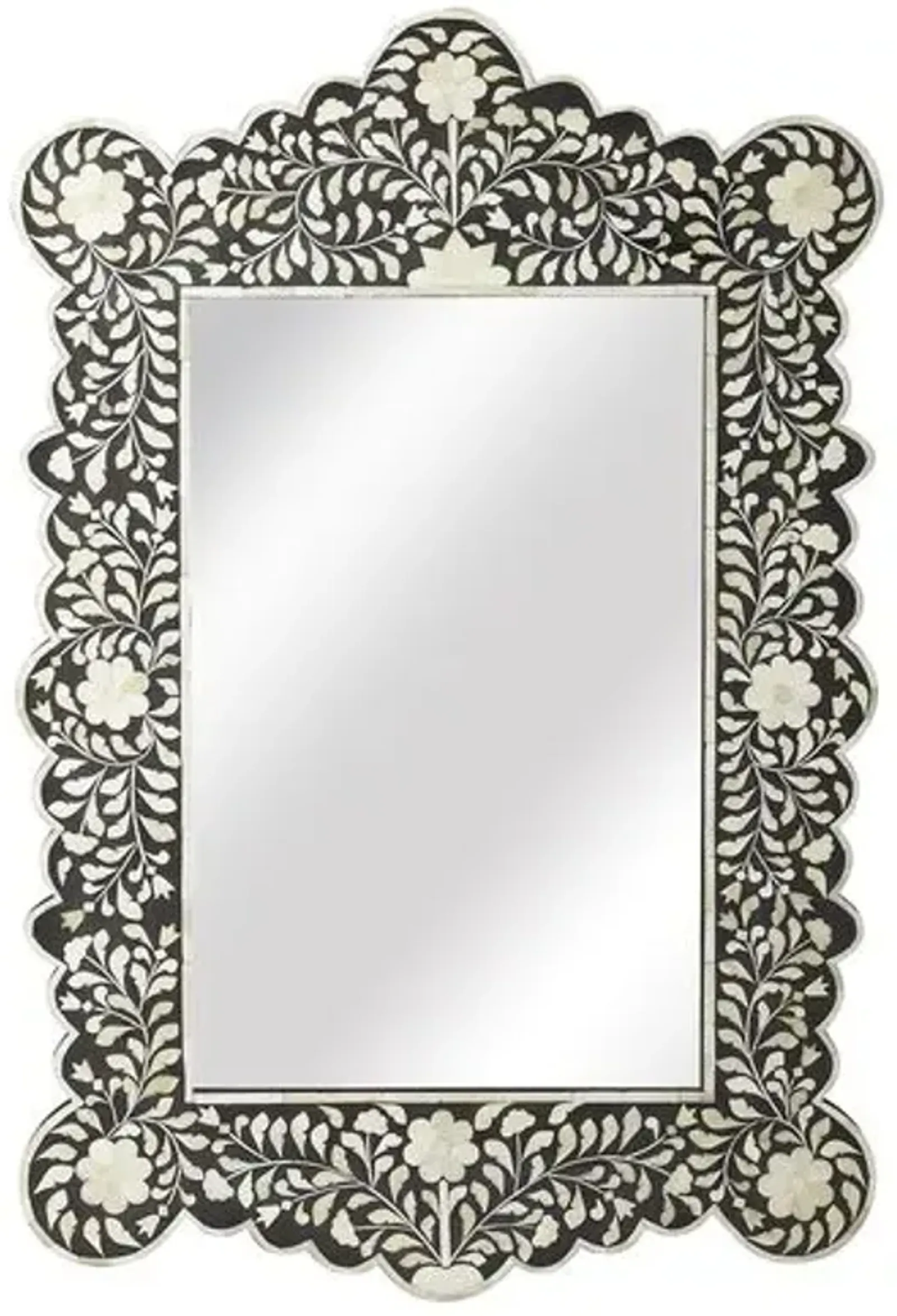 Layla Bone Inlay Wall Mirror - Black/Ivory