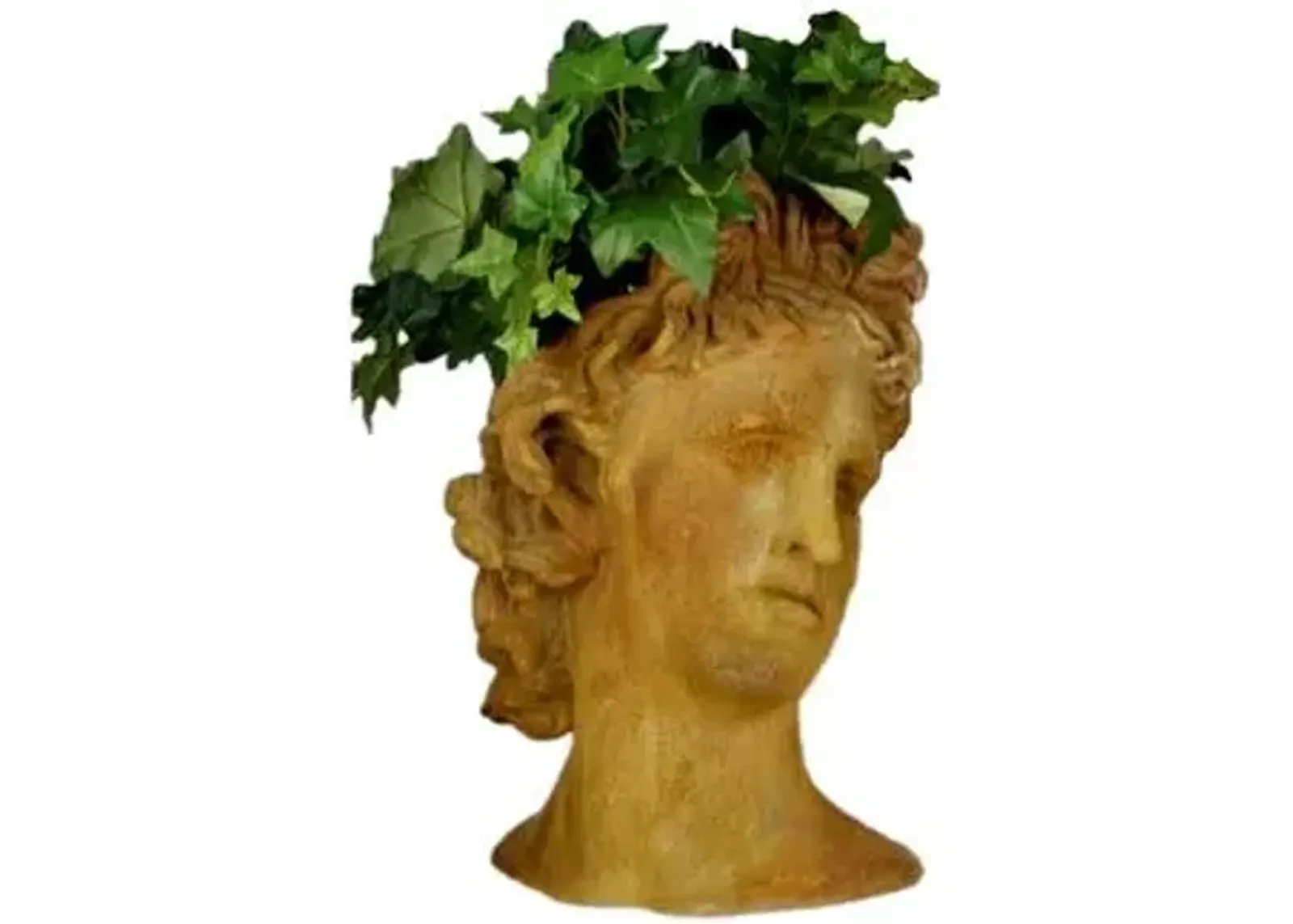 Apollo Head Outdoor Planter - Sandstone - Beige - 11"l x 11"w x 17"h