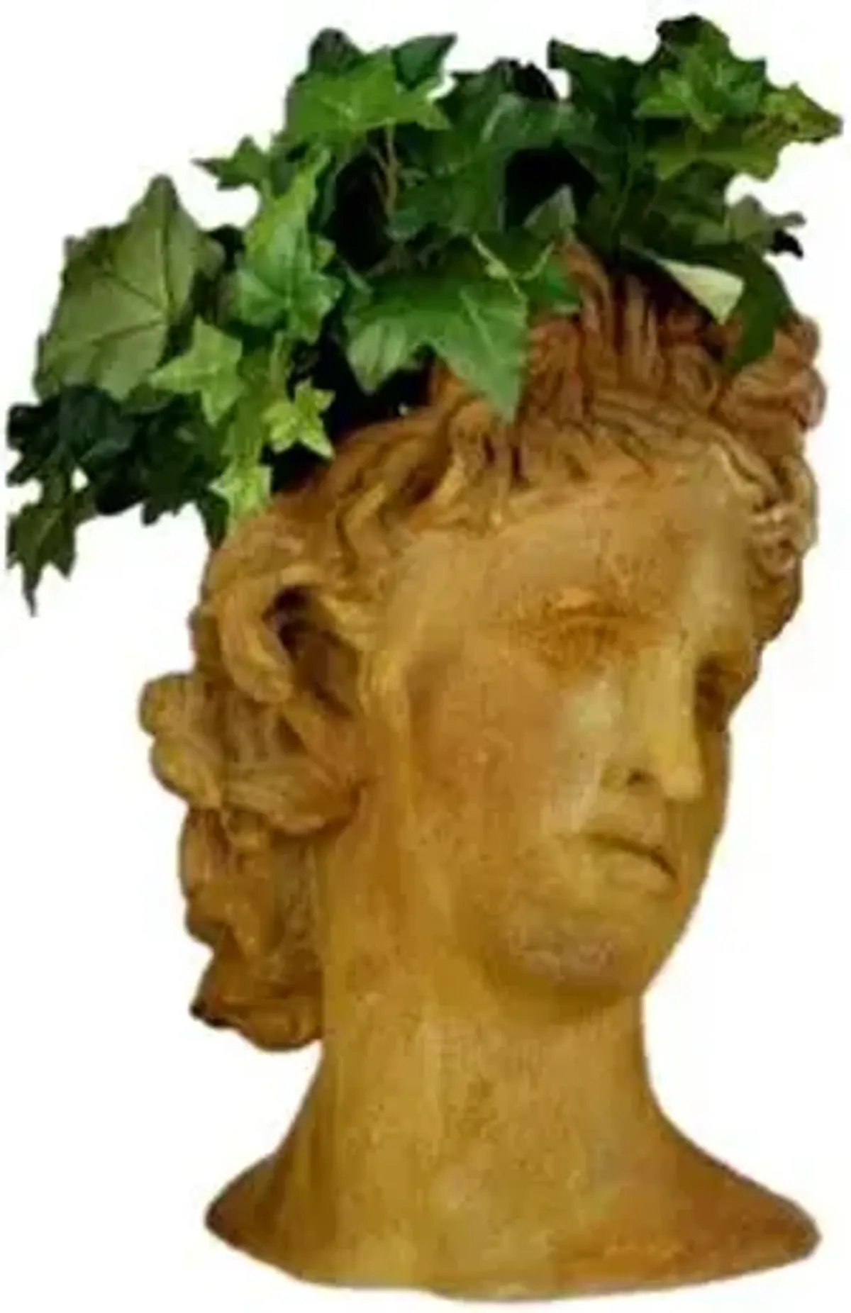 Apollo Head Outdoor Planter - Sandstone - Beige - 11"l x 11"w x 17"h