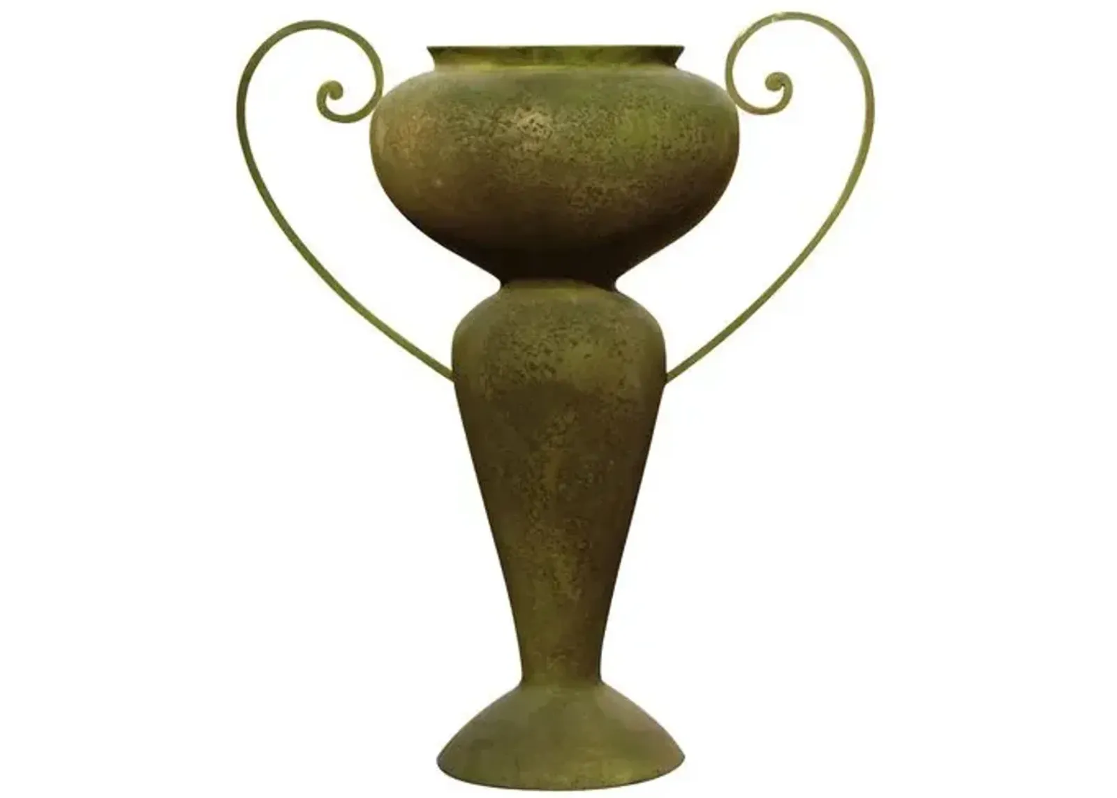 Abraham Outdoor Urn w/Iron Handles - Verde - Green