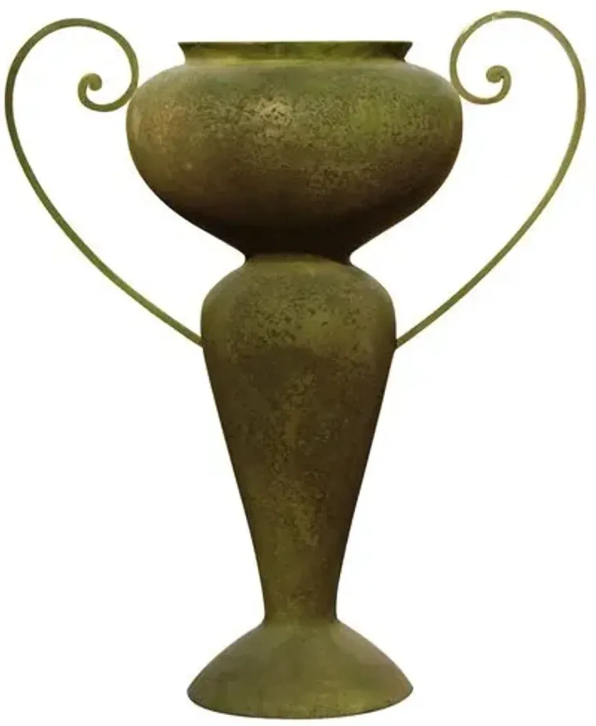 Abraham Outdoor Urn w/Iron Handles - Verde - Green