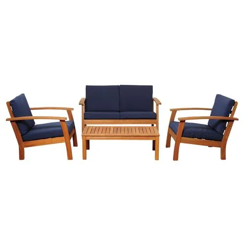 Mitt Eucalyptus 4-Pc Outdoor Conversation Set - Blue