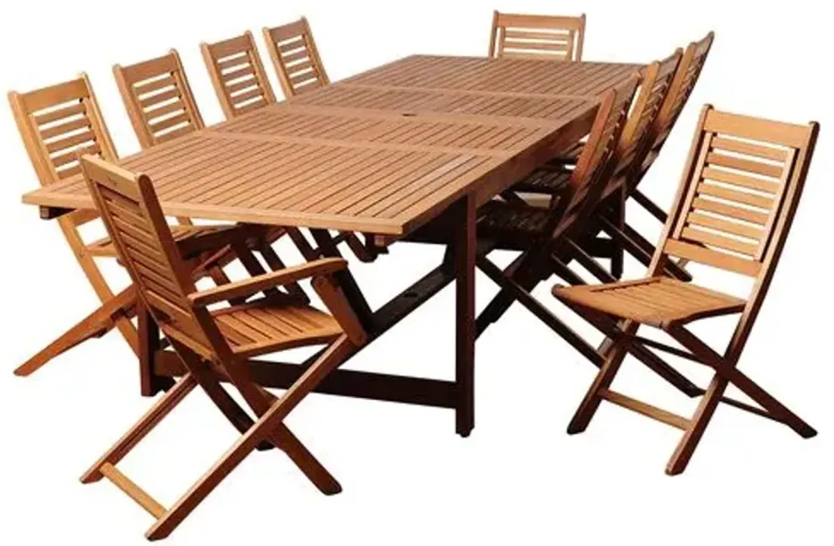 Beth Eucalyptus 11Pc Extendable Outdoor Dining - Brown