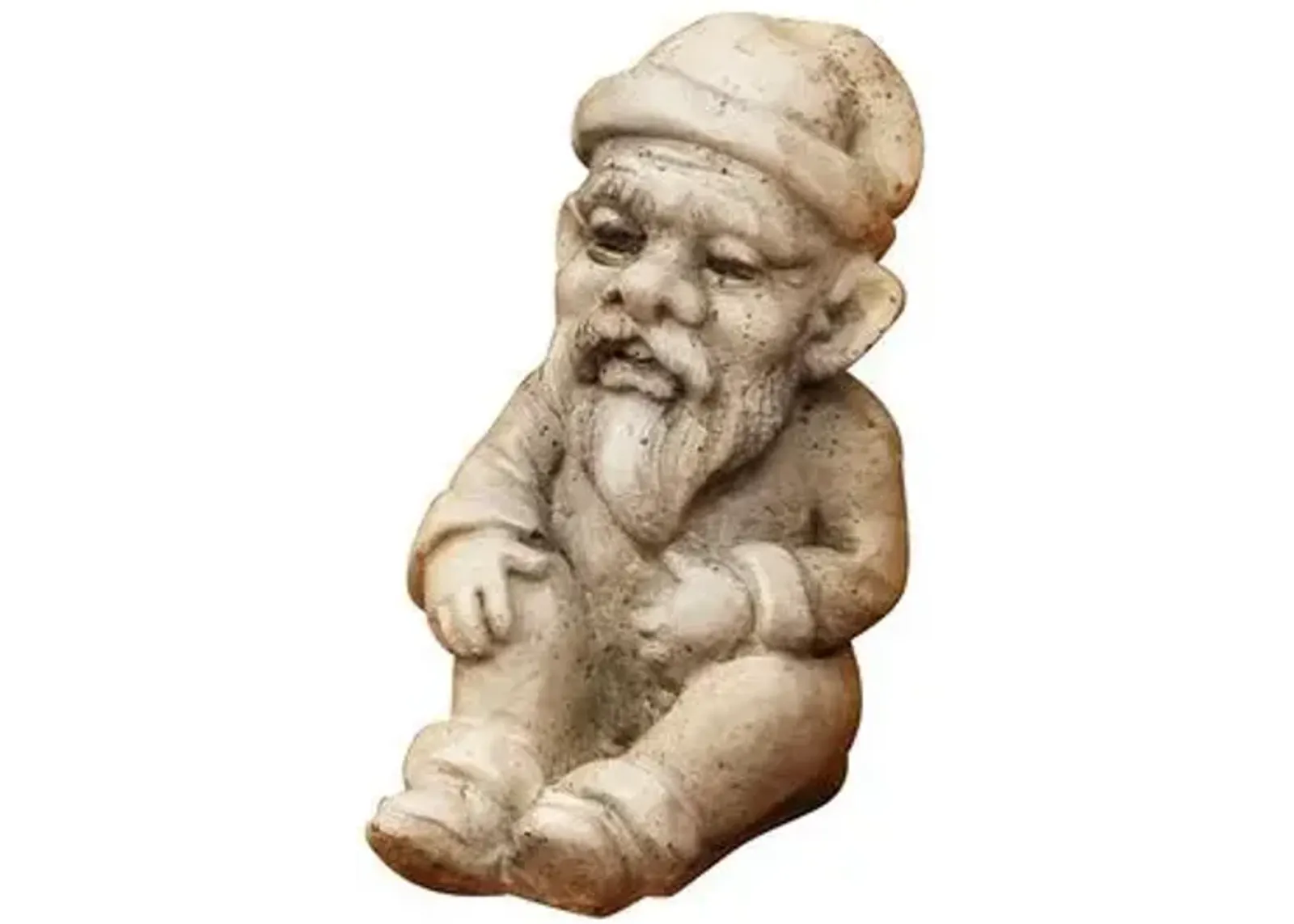 8" Gnome Sitting - Cathedral White - Beige