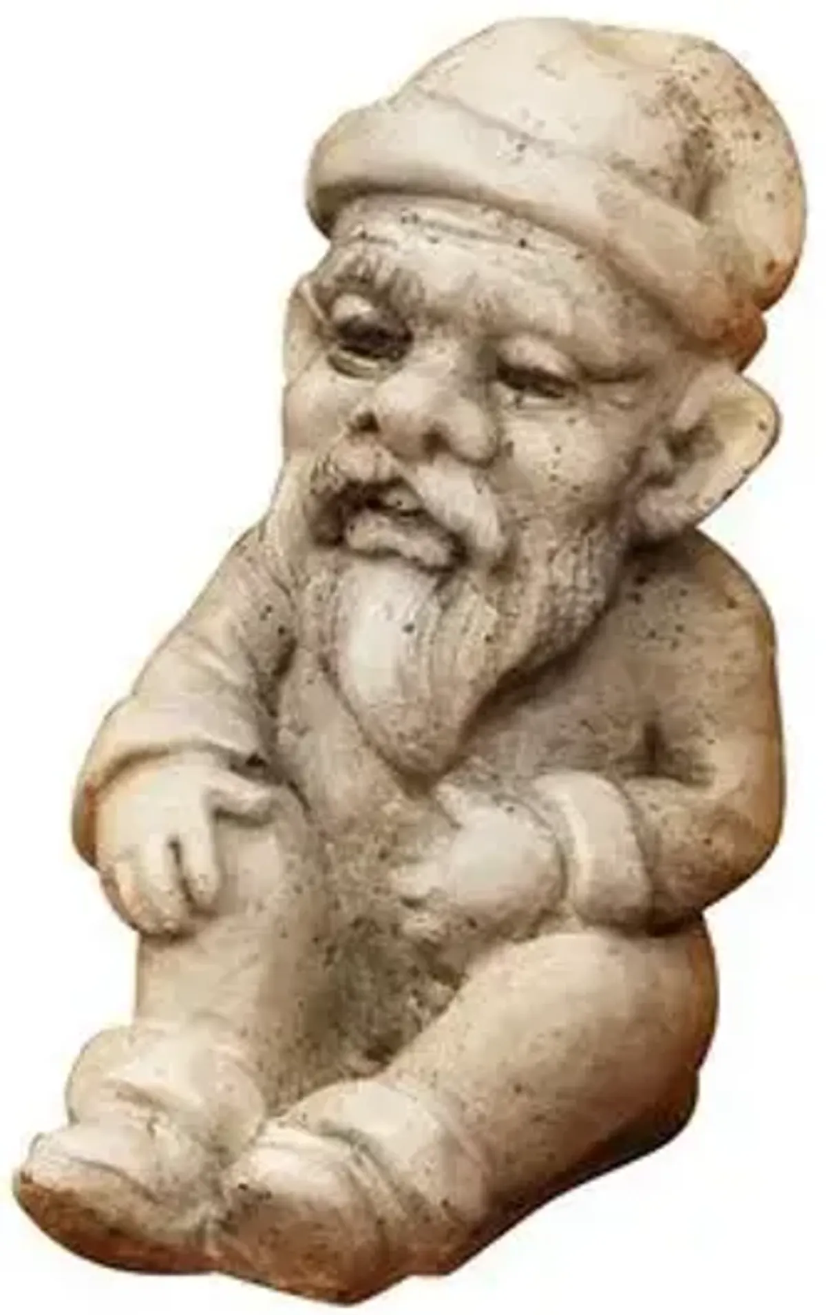 8" Gnome Sitting - Cathedral White - Beige