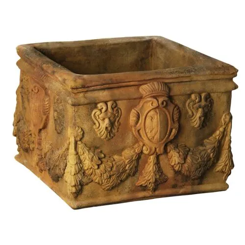 15" English Square Outdoor Pot - Sandstone - Brown