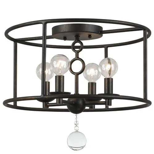 Cameron 4-Light Semi-Flush - Bronze - Crystorama - Black