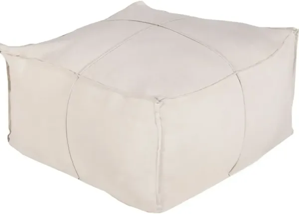 Evelia Linen Pouf, Cream