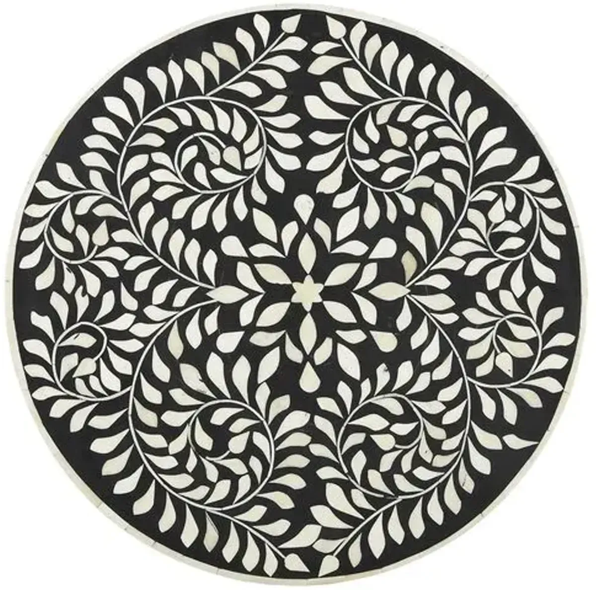 Julie Bone-Inlay Side Table - Black/White - Handcrafted