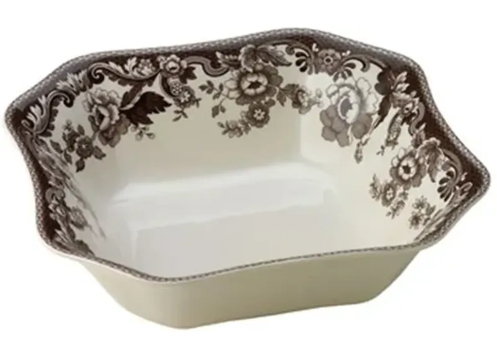 Spode Delamere Square Serving Bowl 9 Inch - Brown