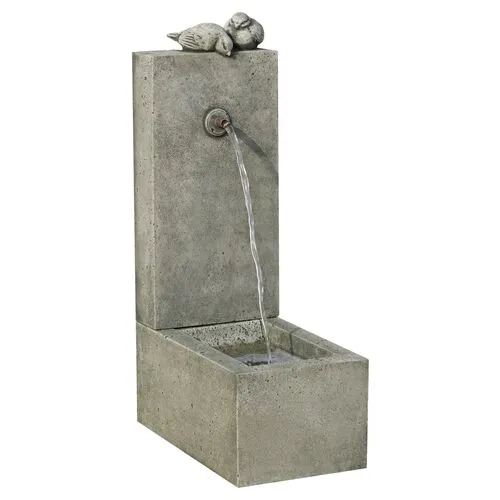 18" Bird Element Fountain - Alpine Stone - Campania International - Gray