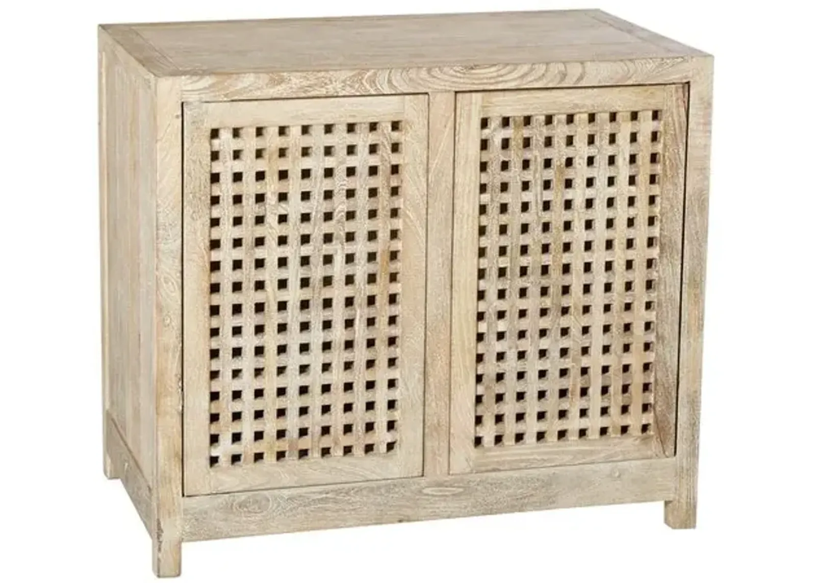 Salisbury 2-Door Grated Cabinet - Natural - Global Views - Handcrafted - Beige