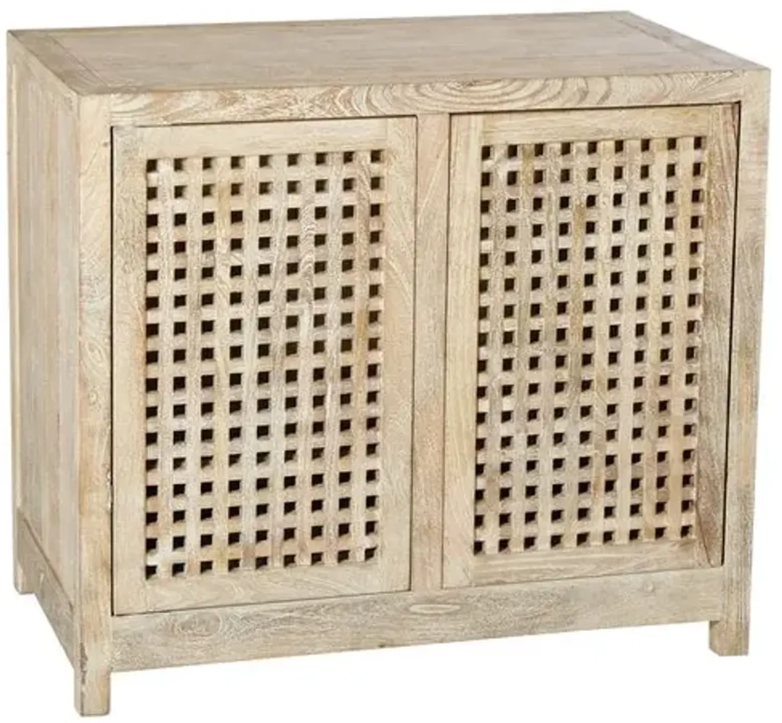 Salisbury 2-Door Grated Cabinet - Natural - Global Views - Handcrafted - Beige