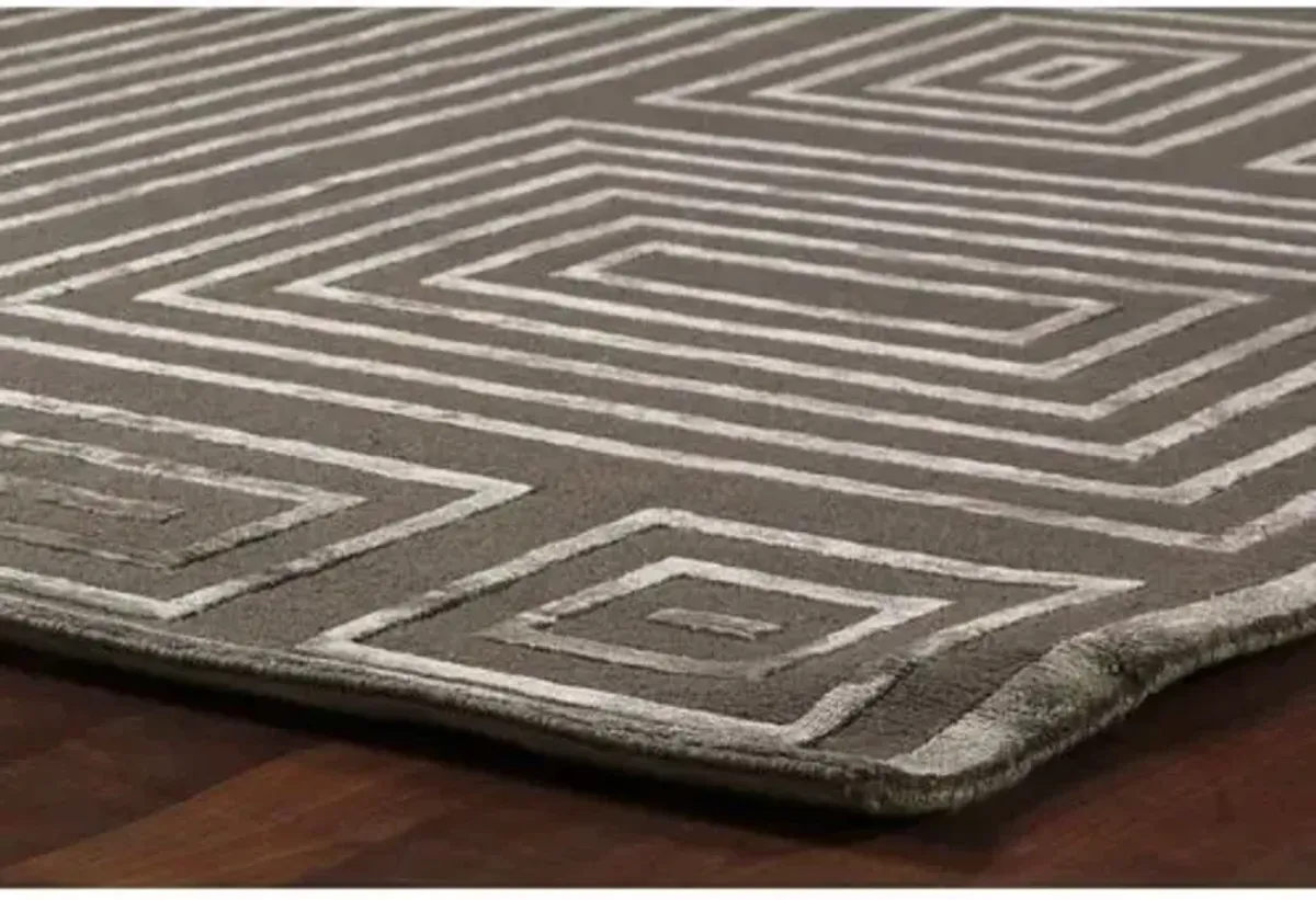 Velvet Maze Block Rug - Charcoal - Exquisite Rugs - Gray - Gray