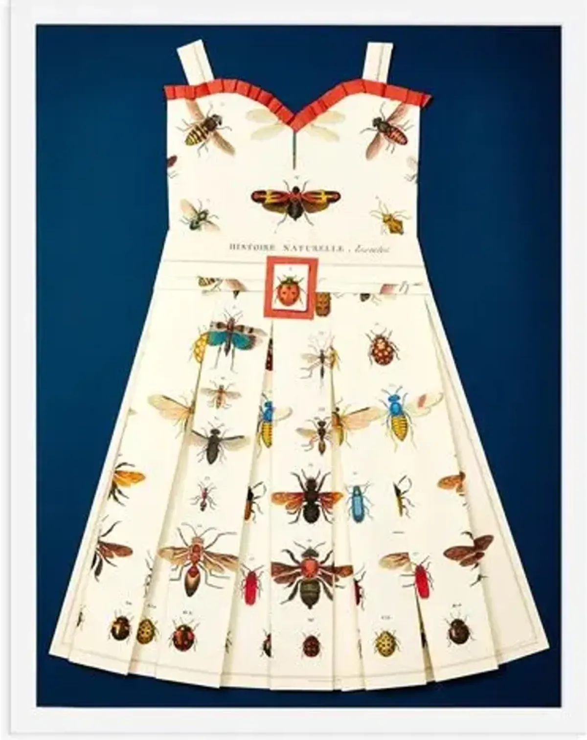 Folded Paper Dress - Bees and Ladybugs - Dawn Wolfe Design - Blue