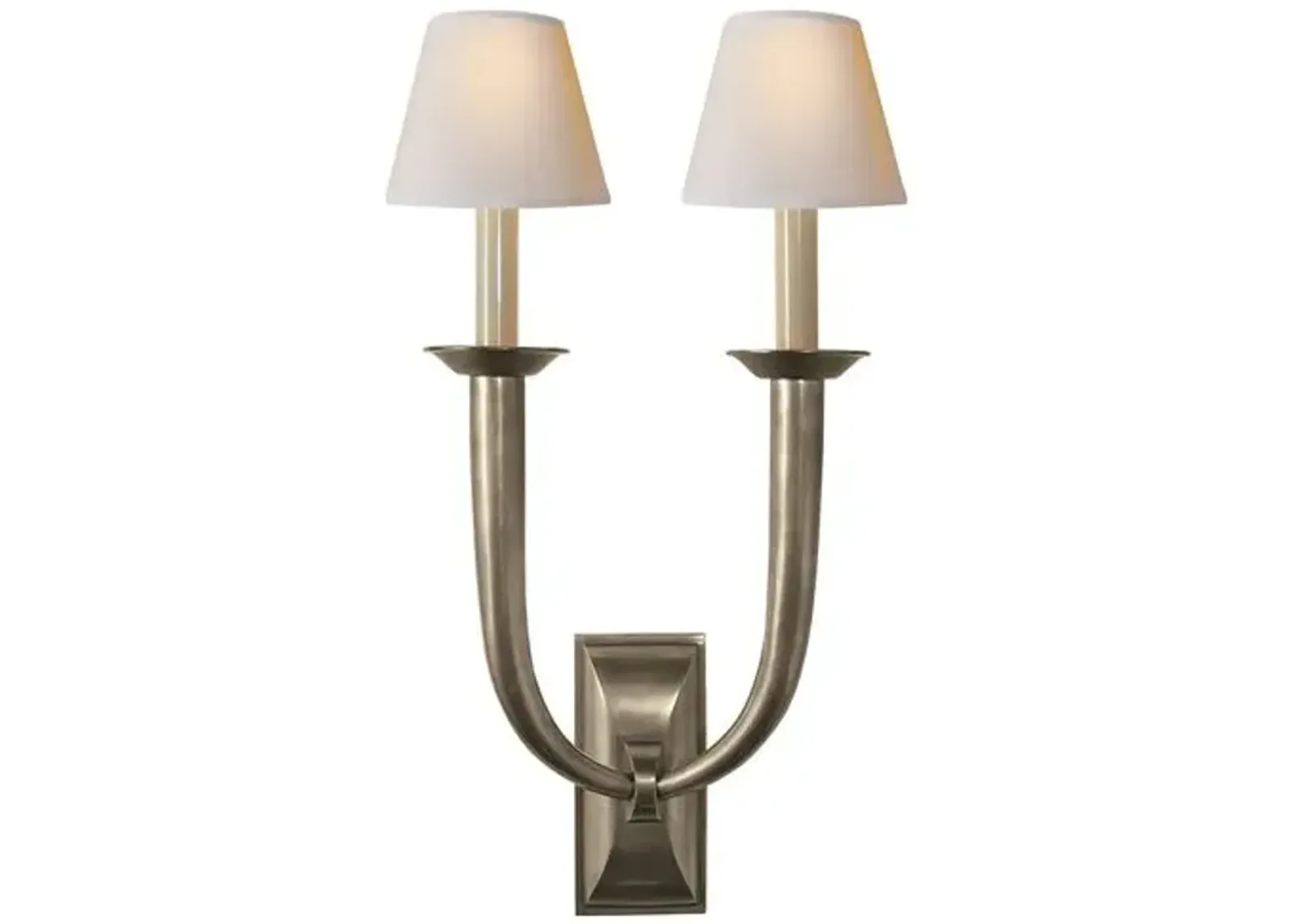 Visual Comfort - French Deco 2-Light Sconce - Nickel - Brown