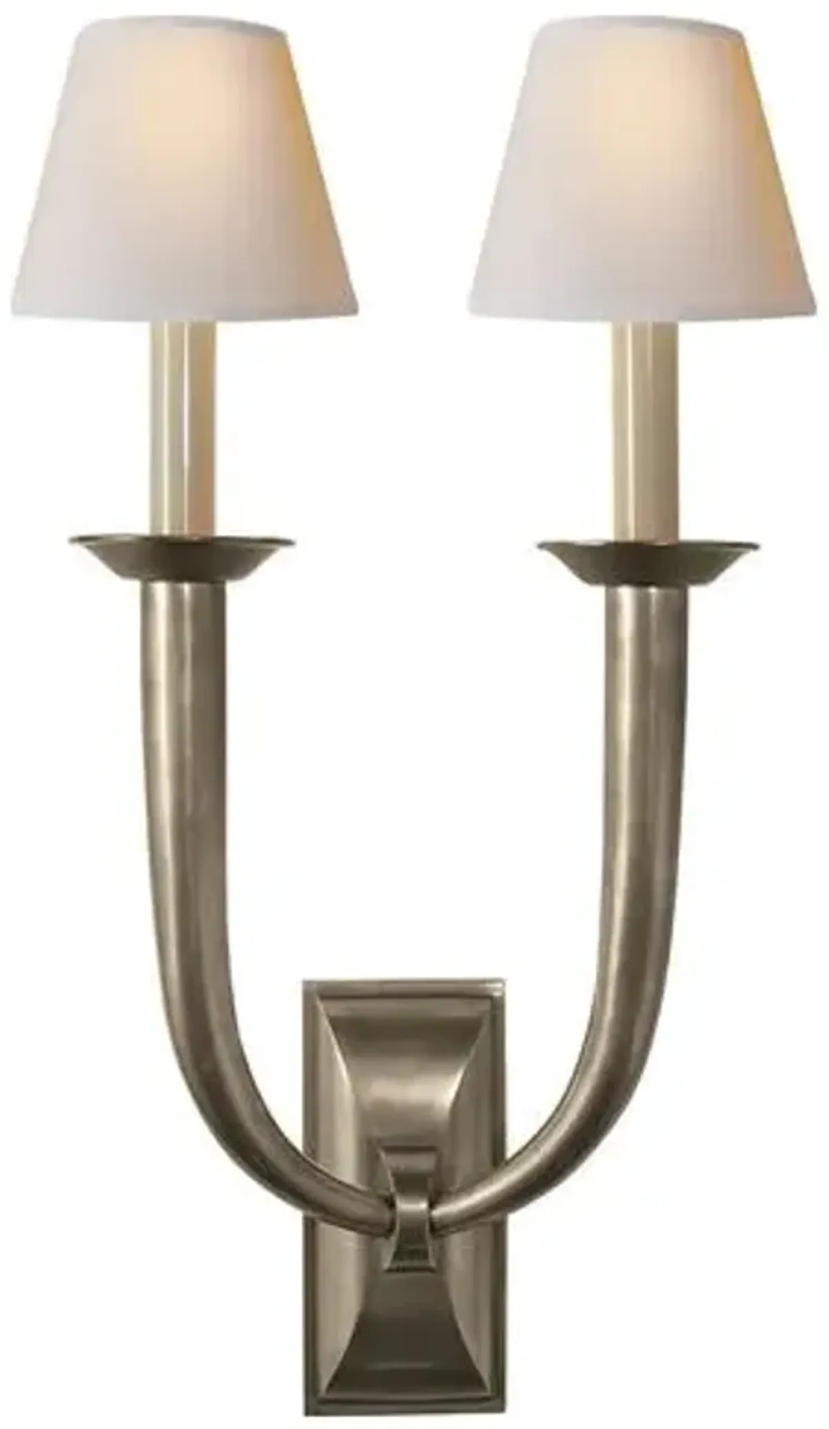 Visual Comfort - French Deco 2-Light Sconce - Nickel - Brown