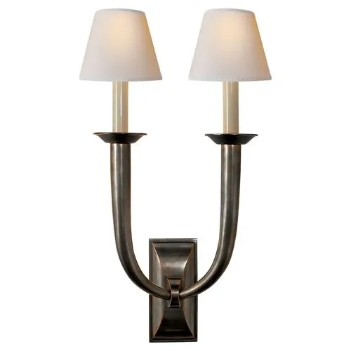 Visual Comfort - French Deco 2-Light Sconce - Bronze - White