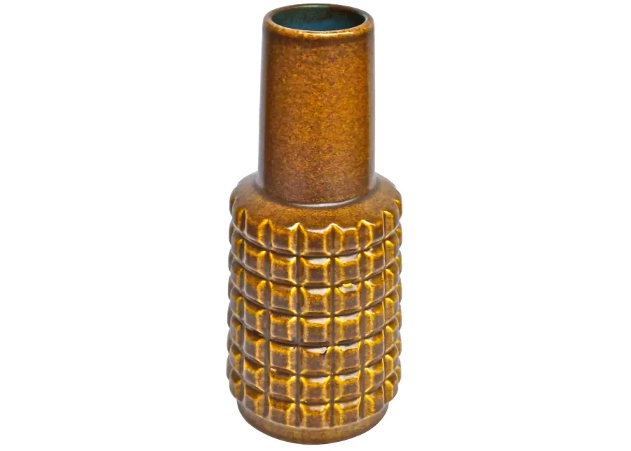 Mid-Century Modern German Textured Vase - Vermilion Designs - Brown