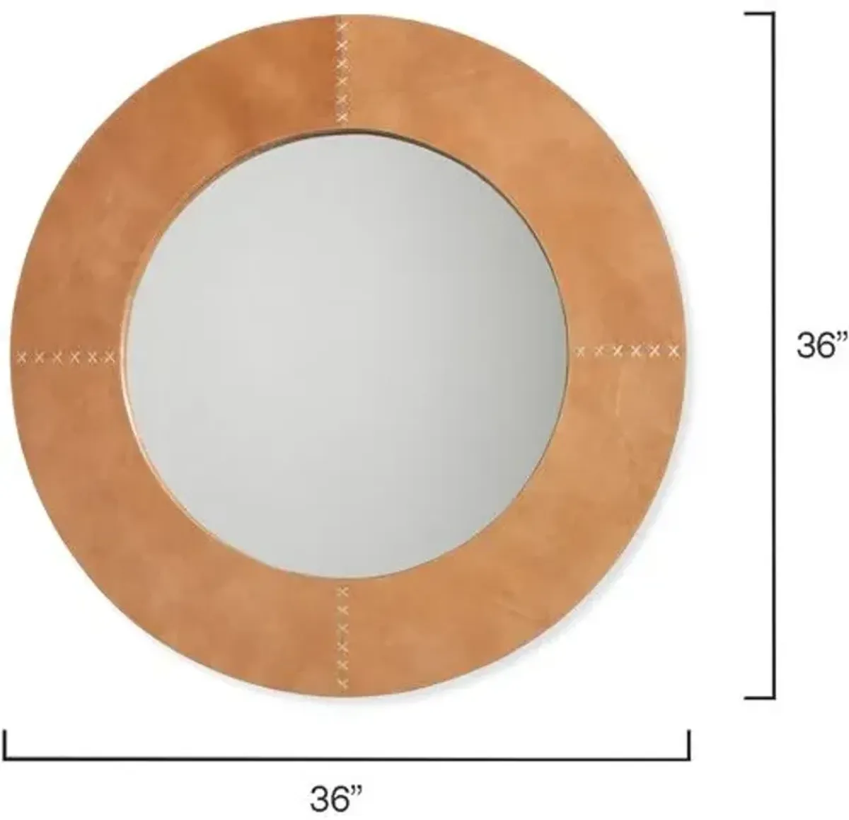 Cross Stitch Mirror - Buffalo Leather - Jamie Young Co. - Orange