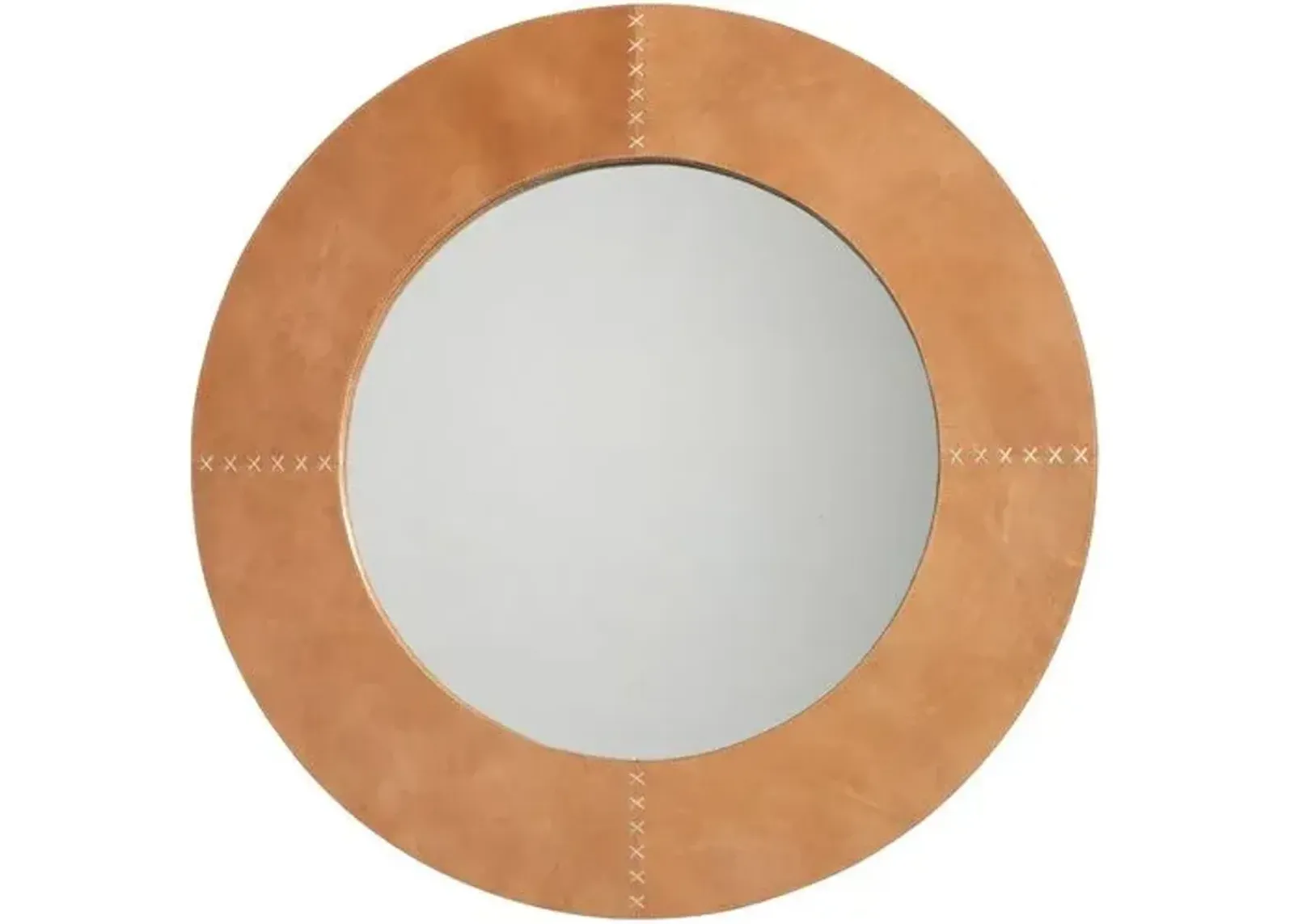 Cross Stitch Mirror - Buffalo Leather - Jamie Young Co. - Orange