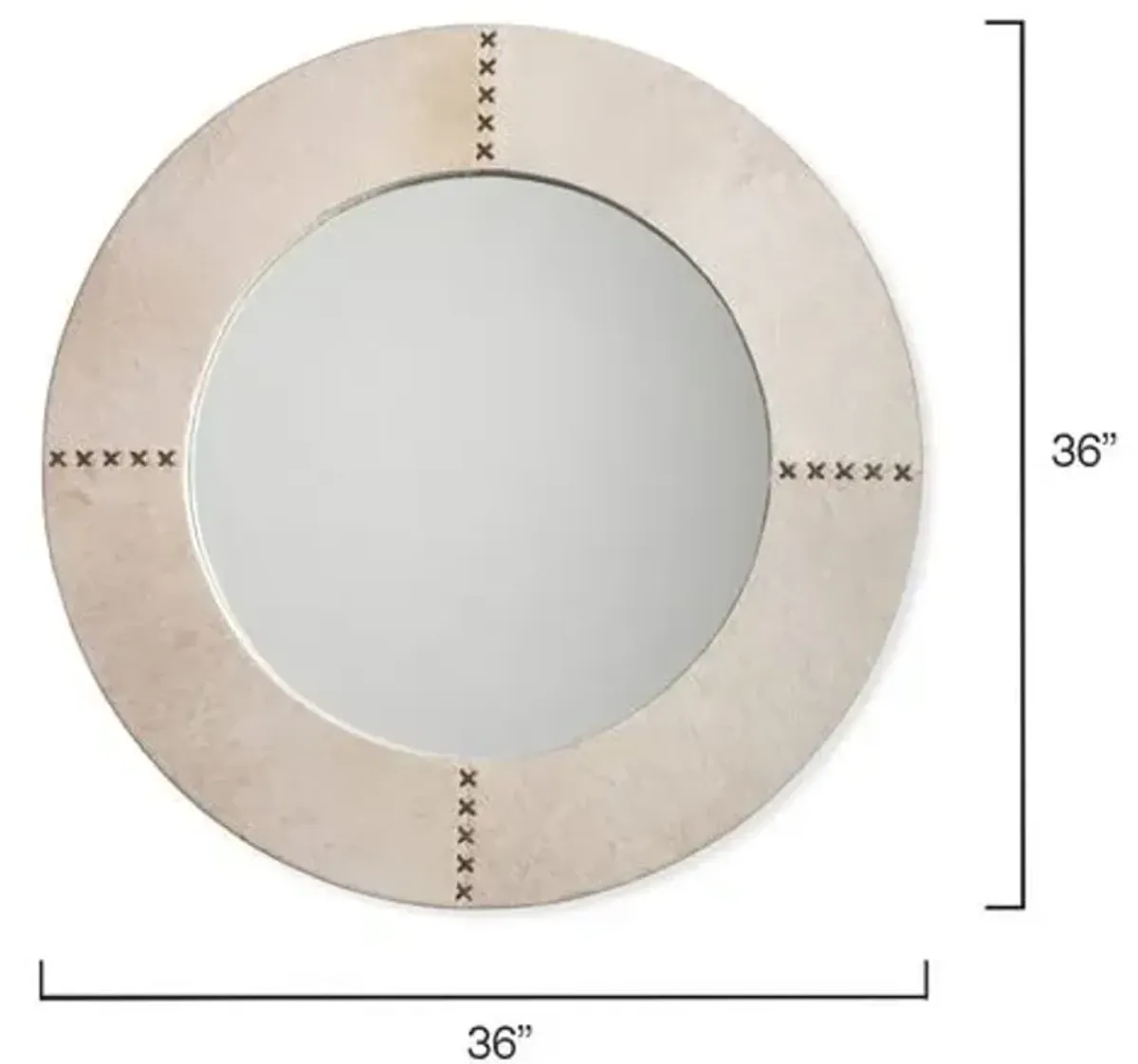 Cross Stitch 36" Hide Wall Mirror - White - Jamie Young Co.