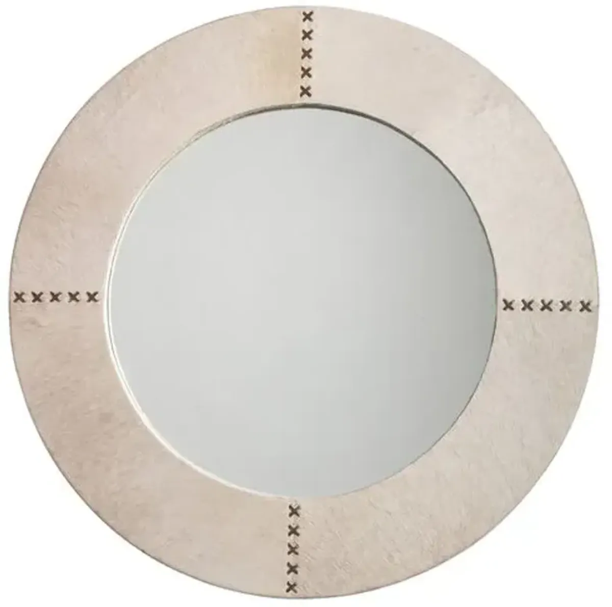 Cross Stitch 36" Hide Wall Mirror - White - Jamie Young Co.