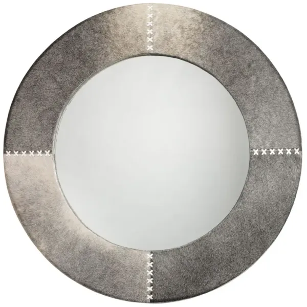 Cross Stitch 36" Hide Wall Mirror, Gray