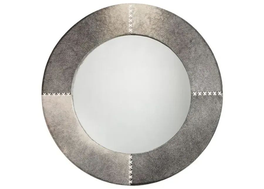 Cross Stitch 36" Hide Wall Mirror - Gray - Jamie Young Co.