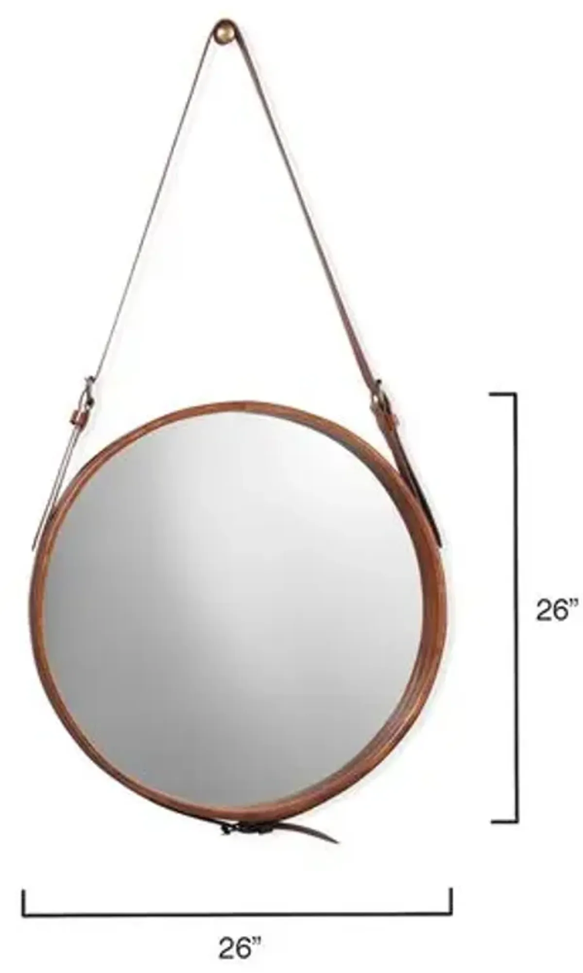 Round Leather Large Wall Mirror - Brown - Jamie Young Co.